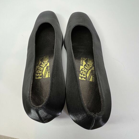 Salvatore Ferragamo Black Satin‎ Rhinestone Crystal Heels Size 6 B - Picture 8 of 10